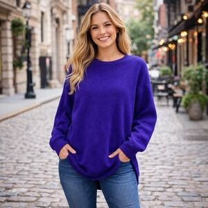 Vintage Purple Lambswool Angora Oversized Tunic Sweater Womens Large